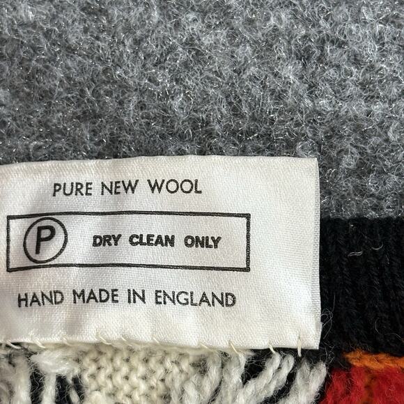 Vtg Maggie White Handmade in England Pure Wool Chevron Cardigan Knit Sweater BIN - Picture 7 of 10